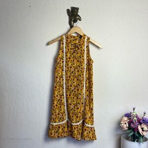 Art Class dress girls size L 10/12 long sleeveless yellow flowered printed